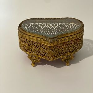 Ornate Gold Filigree Jewelry Casket